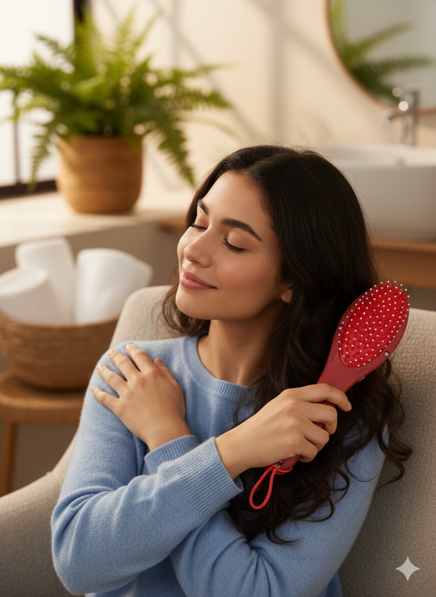 Acupressure Magnetic Hair Brush | Head & Scalp Massager | Vibrating Hair Brush for Relaxation & Hair Growth" - Image 3