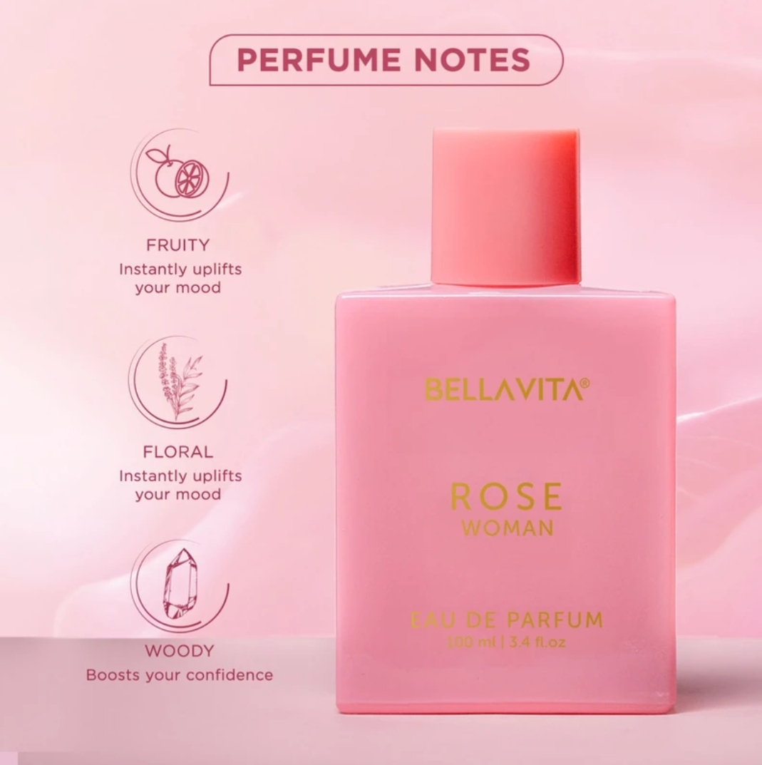 Bella Vita Luxury Rose Woman Eau De Parfum Perfume for Women with Black Currant, Vanilla, Jasmine|Floral & Sweet EDP Long Lasting Fragrance Scent 100 ML - Image 3