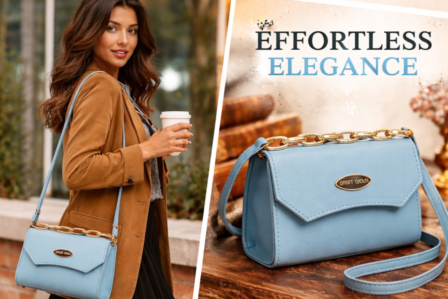 Stylish Blue Sling Bag for Women Daily Use | CosmeticMart - Image 2