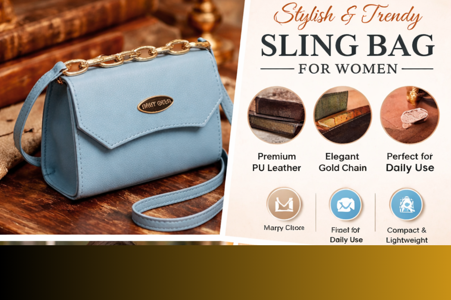 Stylish Blue Sling Bag for Women Daily Use | CosmeticMart - Image 3