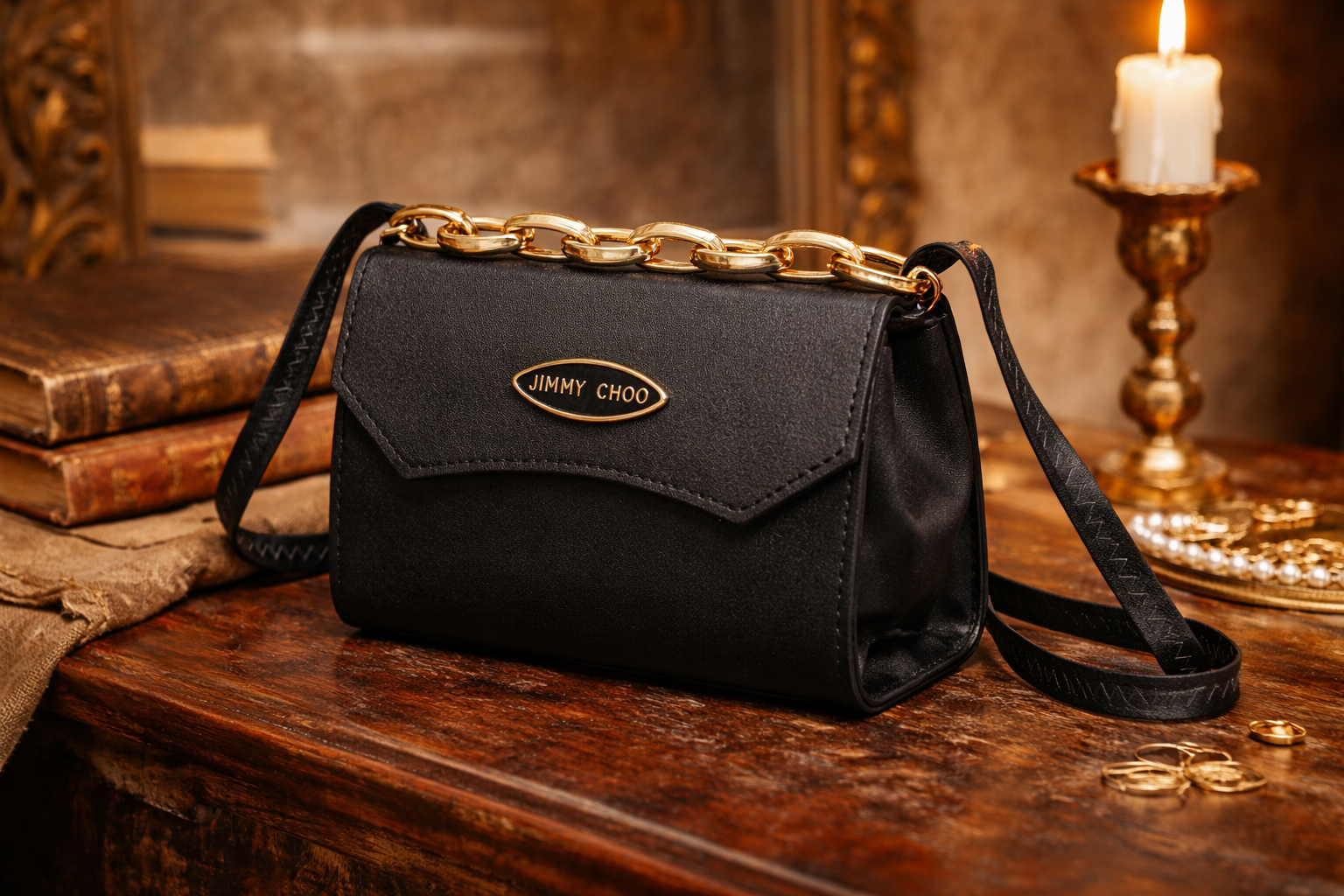 Black Sling Bag for Women Stylish Mini Chain Handbag