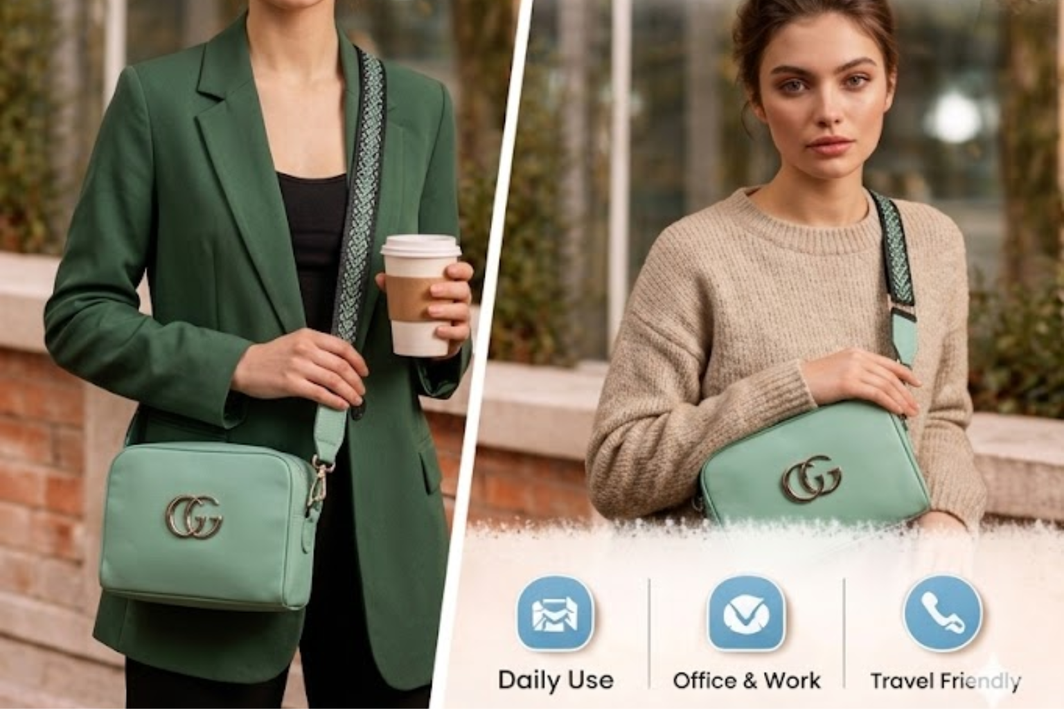 Mint Green Crossbody Bag for Women | CosmeticMart Style - Image 3