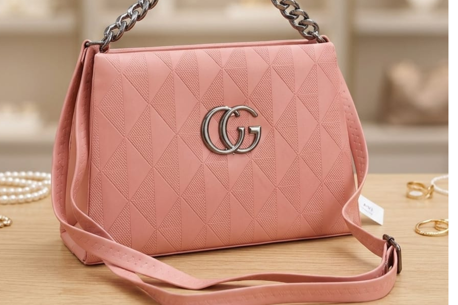 Trendy Peach Sling Bag for Women Stylish Chain Shoulder Bag