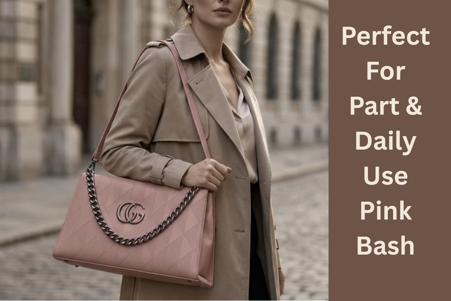 Trendy Peach Sling Bag for Women Stylish Chain Shoulder Bag - Image 2